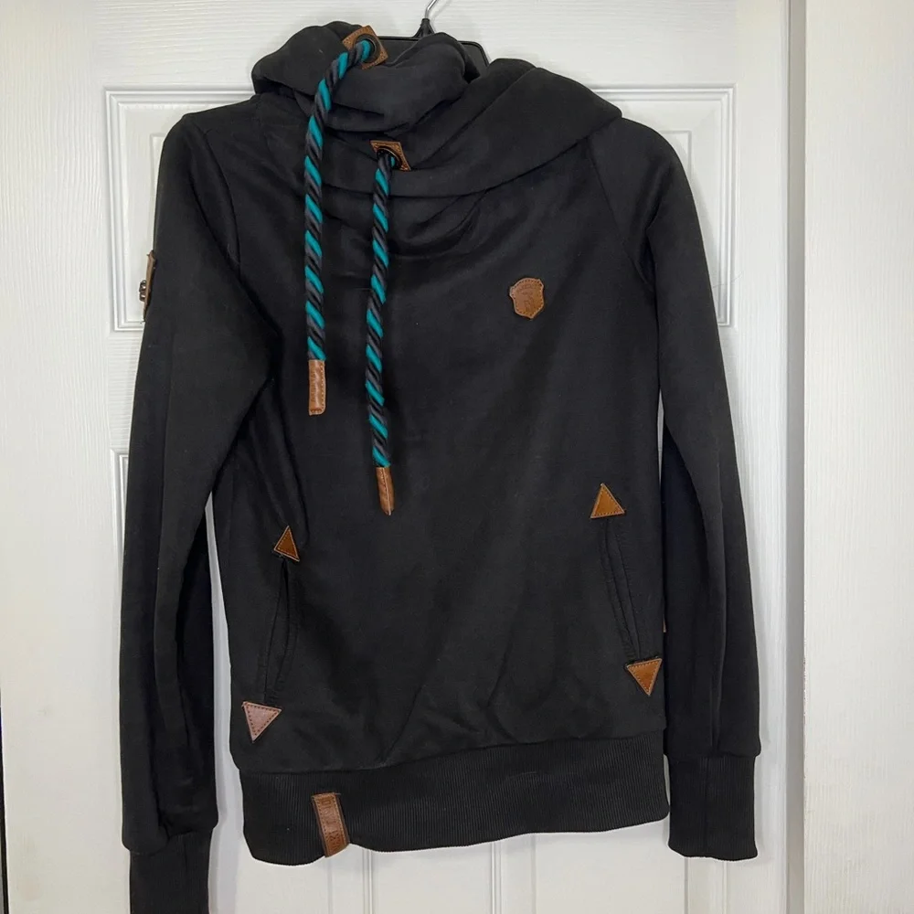 Naketano Black Sweater with Brown and Teal Accents - Picture 3 of 4